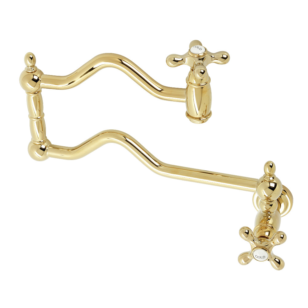 Heritage Wall Mount Pot Filler, Polished Brass