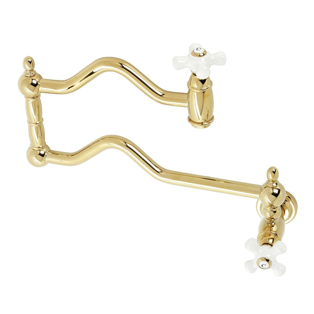 Heritage Wall Mount Pot Filler, Polished Brass