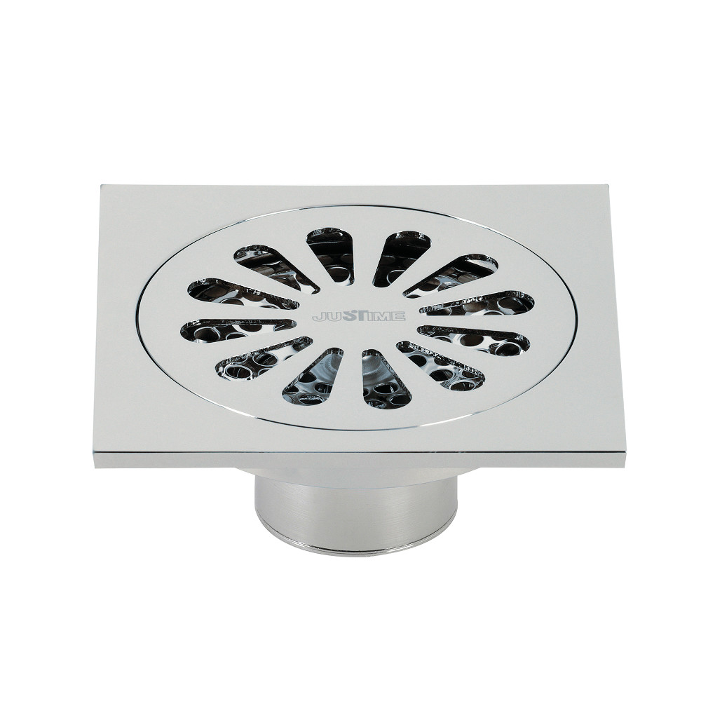BSF4161C 4 in. Watercourse Sunburst Square Grid Shower Drain, Polished Chrome