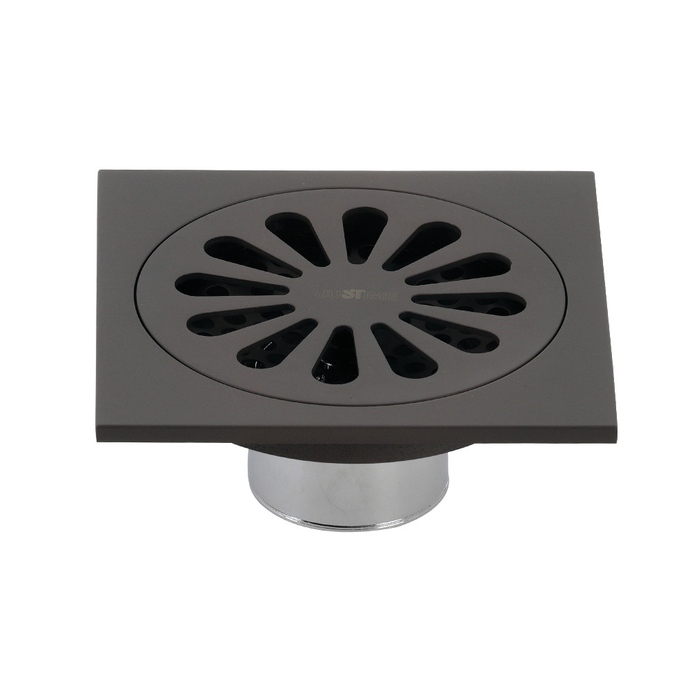 4 in. Watercourse Sunburst Square Grid Shower Drain, Oil Rubbed Bronze