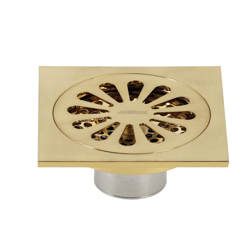 BSF4161BB 4 in. Watercourse Sunburst Square Grid Shower Drain, Brushed Brass