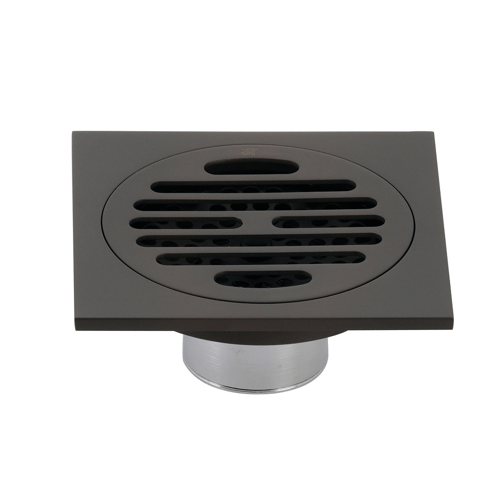 4 in. Watercourse Symmetric Square Grid Shower Drain, Oil Rubbed Bronze