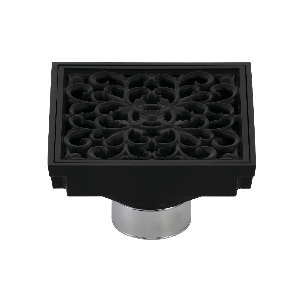 BSF9771MB 4 in. Watercourse Scroll Square Grid Shower Drain, Matte Black
