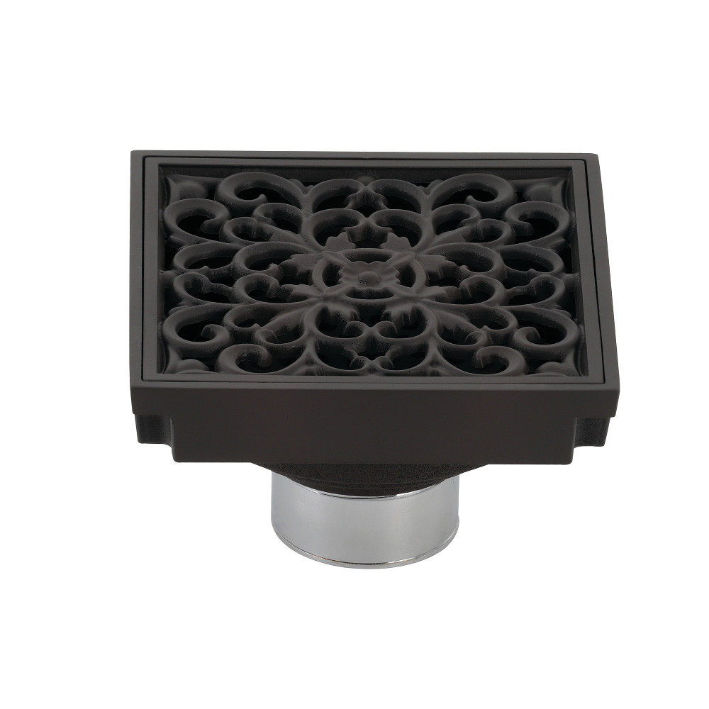 BSF9771ORB 4 in. Watercourse Scroll Square Grid Shower Drain, Oil Rubbed Bronze