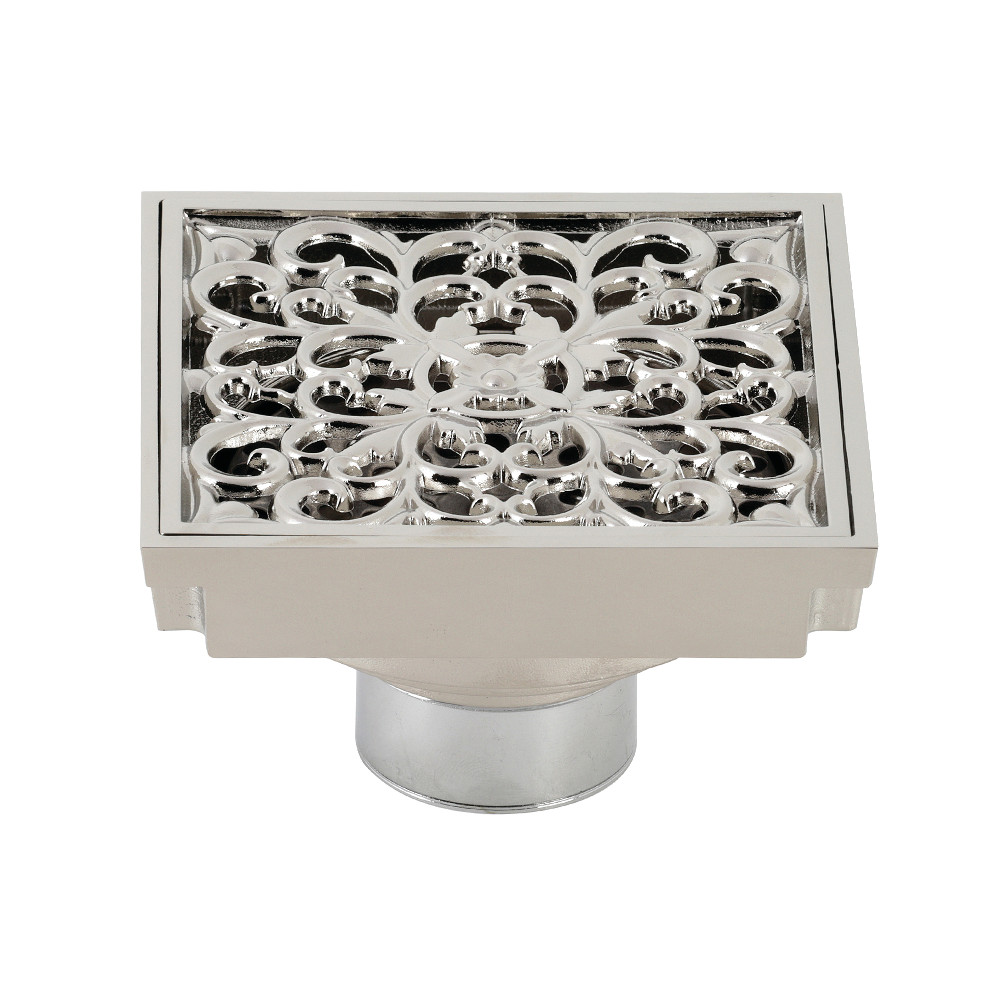 BSF9771PN 4 in. Watercourse Scroll Square Grid Shower Drain, Polished Nickel