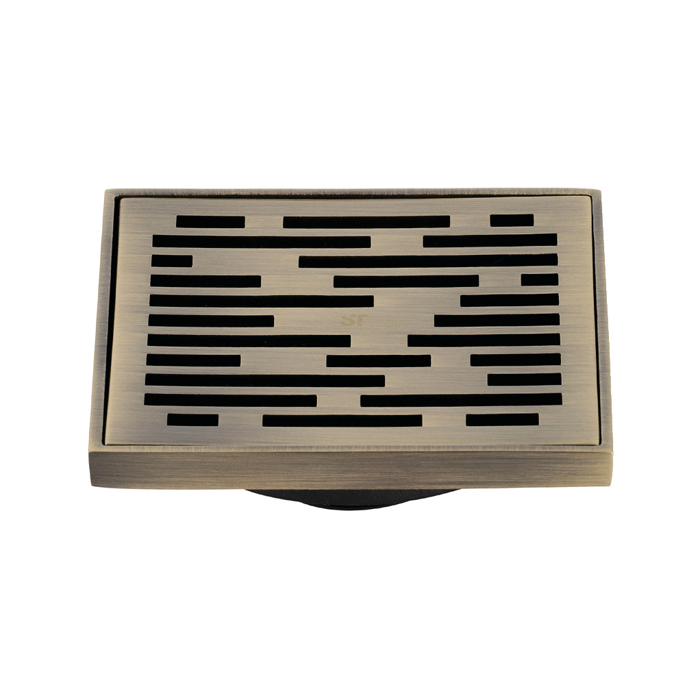 BSF6310AB 4 in. Watercourse Transit Square Grid Shower Drain, Antique Brass