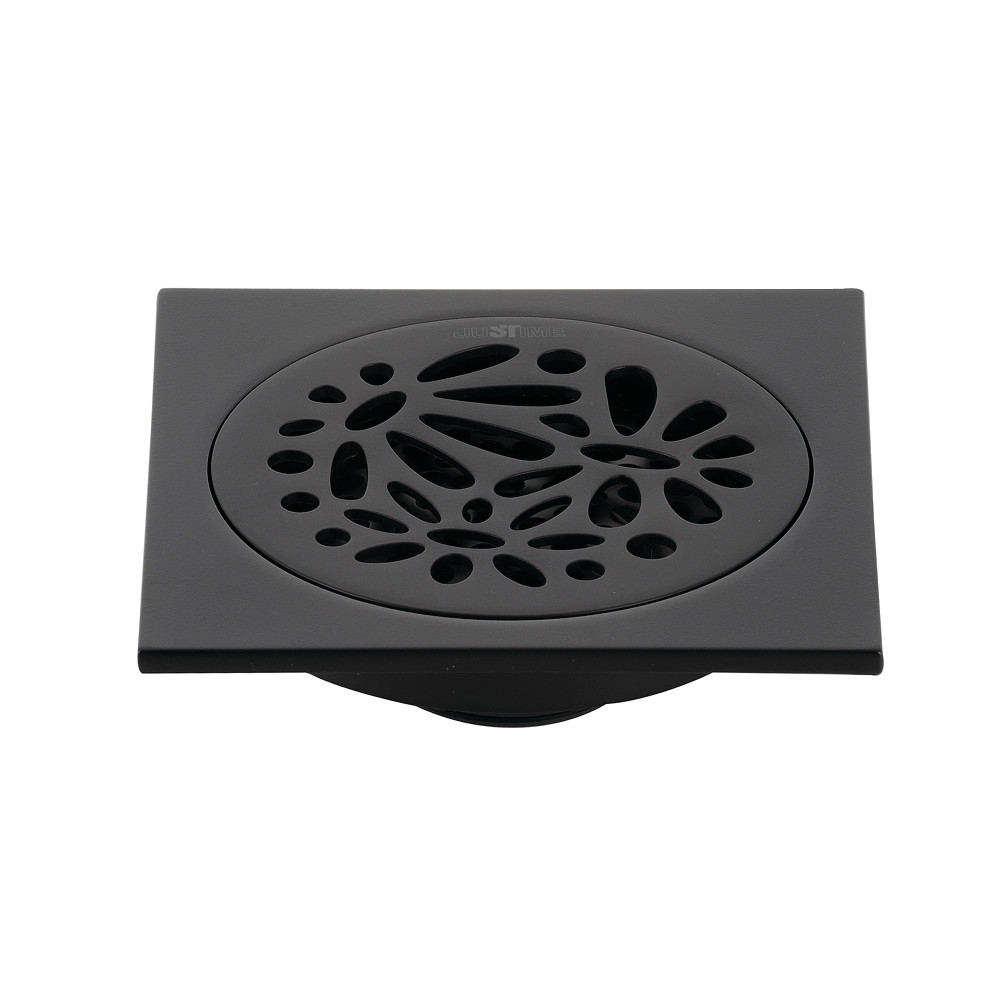 BSF6360MB 4 in. Watercourse Floral Square Grid Shower Drain, Matte Black