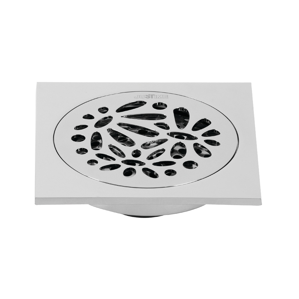 BSF6360C 4 in. Watercourse Floral Square Grid Shower Drain, Polished Chrome