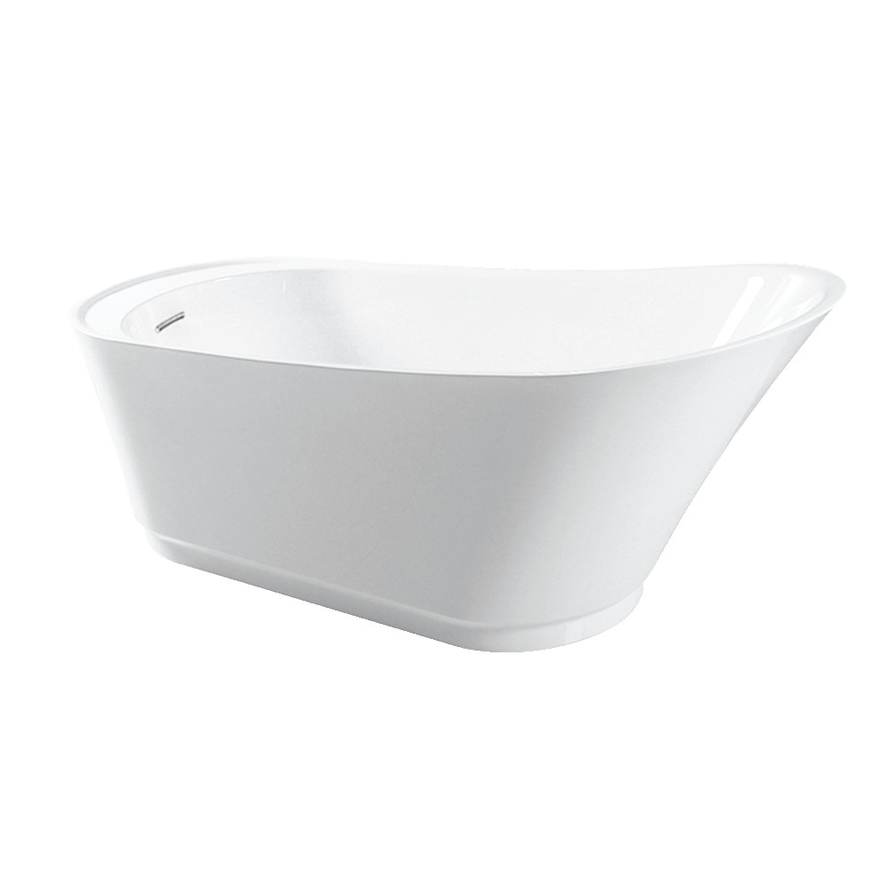 59 in. Aqua Eden Acrylic Single Slipper Freestanding Tub with Drain, White