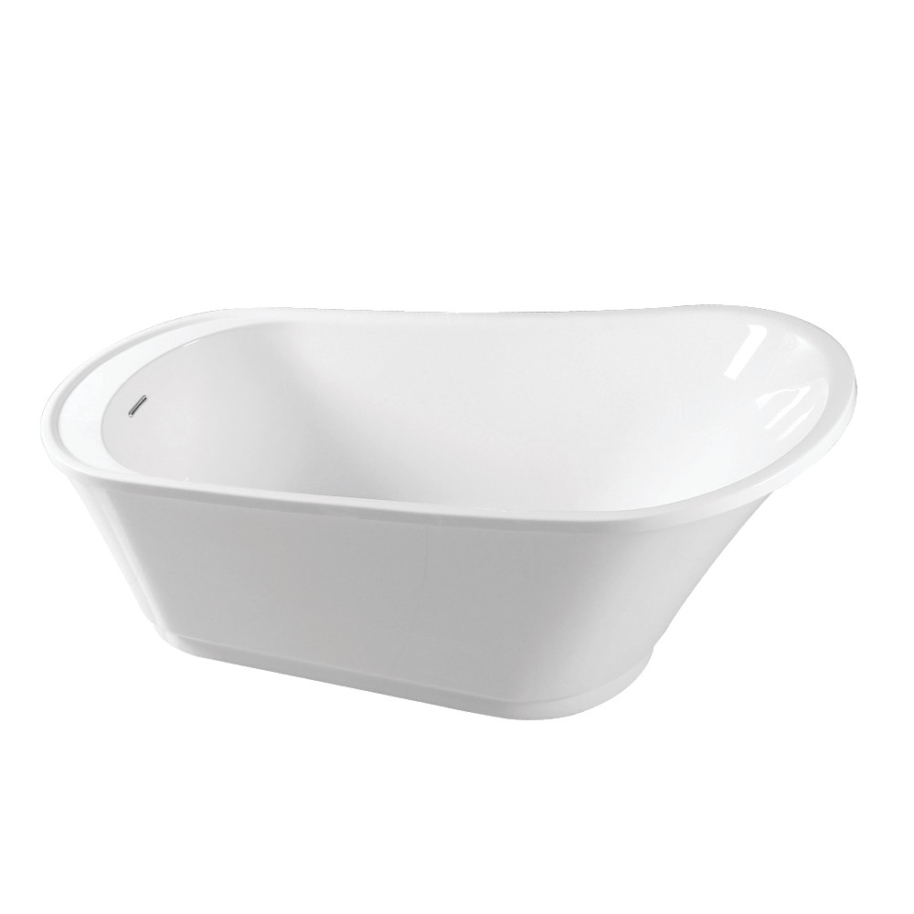59 in. Aqua Eden Acrylic Single Slipper Freestanding Tub with Drain, White