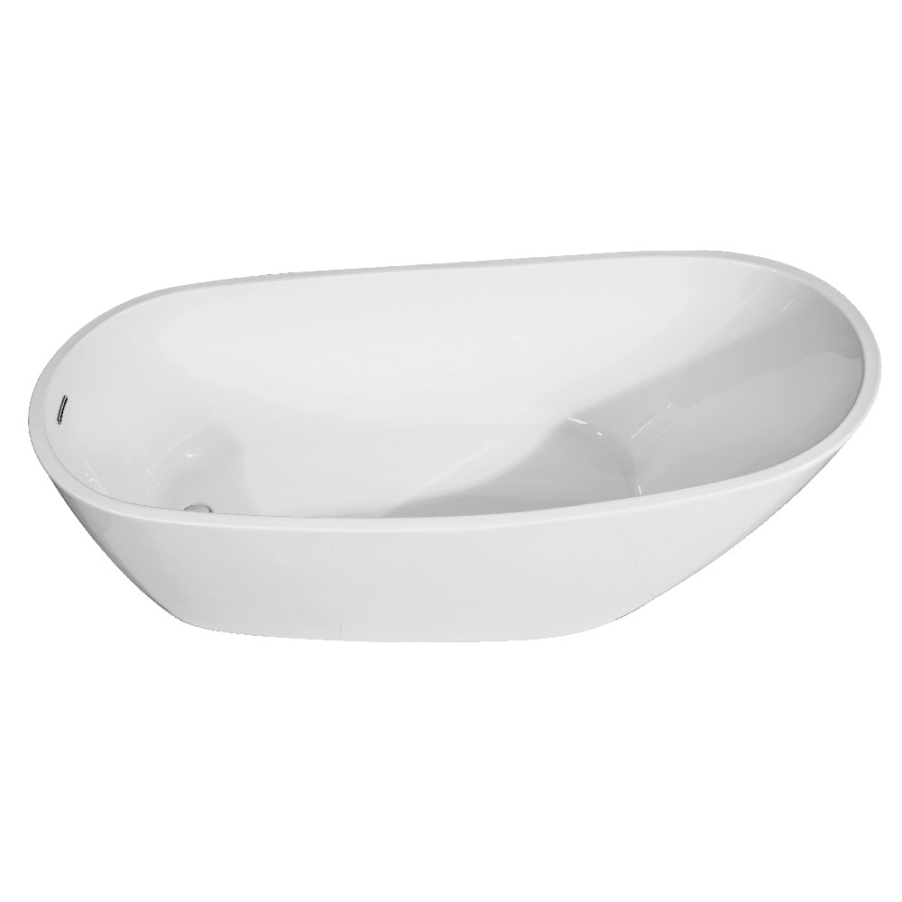 63 in. Aqua Eden Acrylic Single Slipper Freestanding Tub with Drain, White