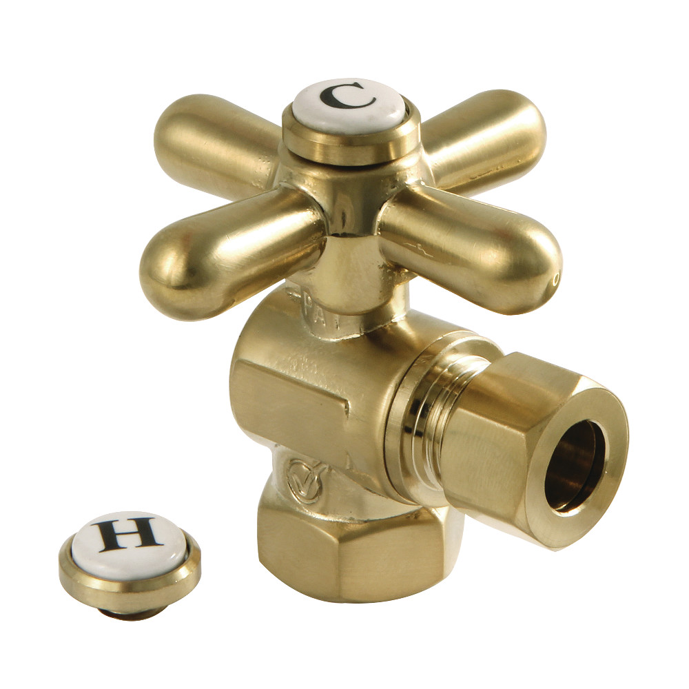 CC33107X 0.38 in. IPS x 0.38 in. O.D. Compression Quarter-Turn Angle Stop Valve, Brushed Brass
