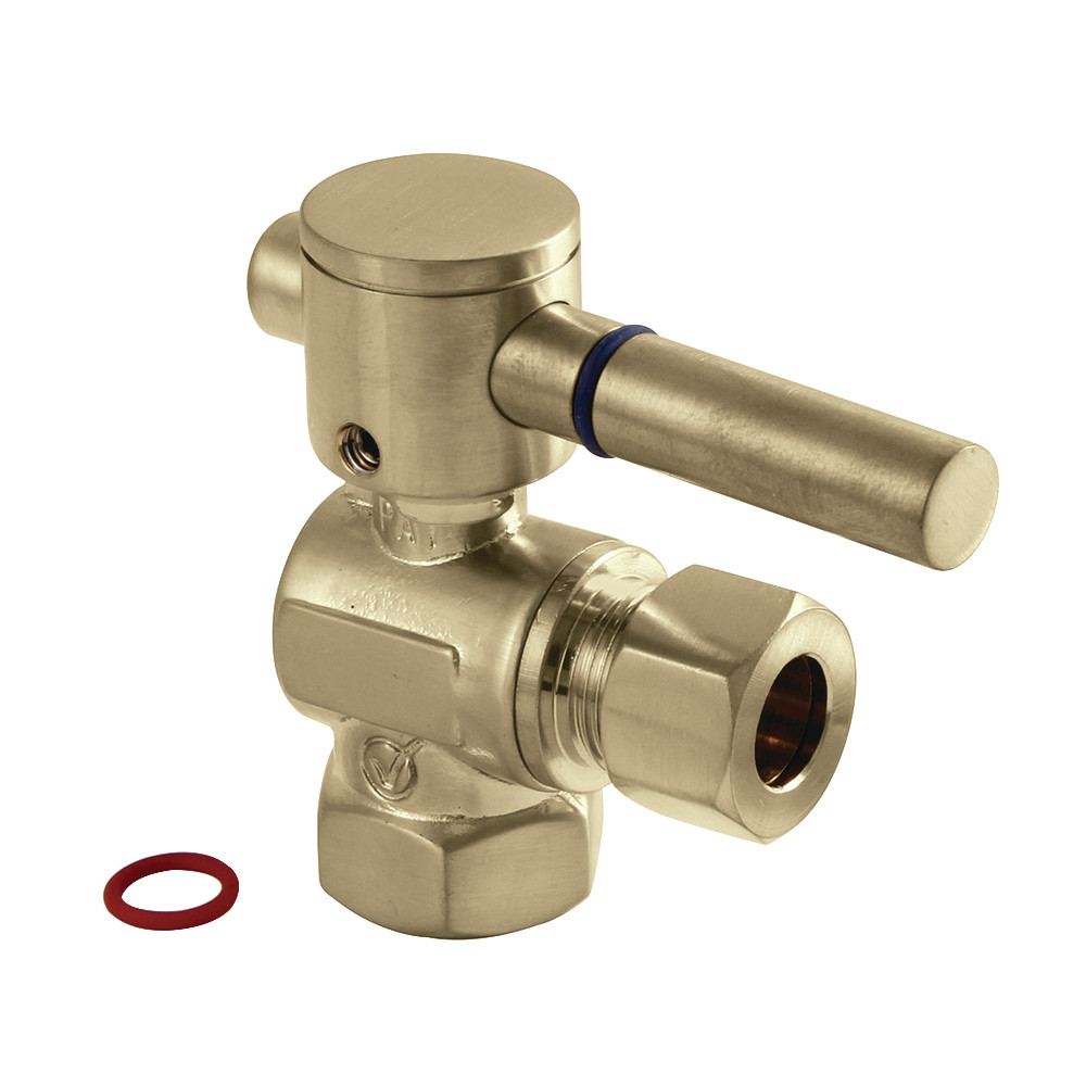 CC33107DL 0.38 in. IPS x 0.38 in. O.D. Compression Quarter-Turn Angle Stop Valve, Brushed Brass