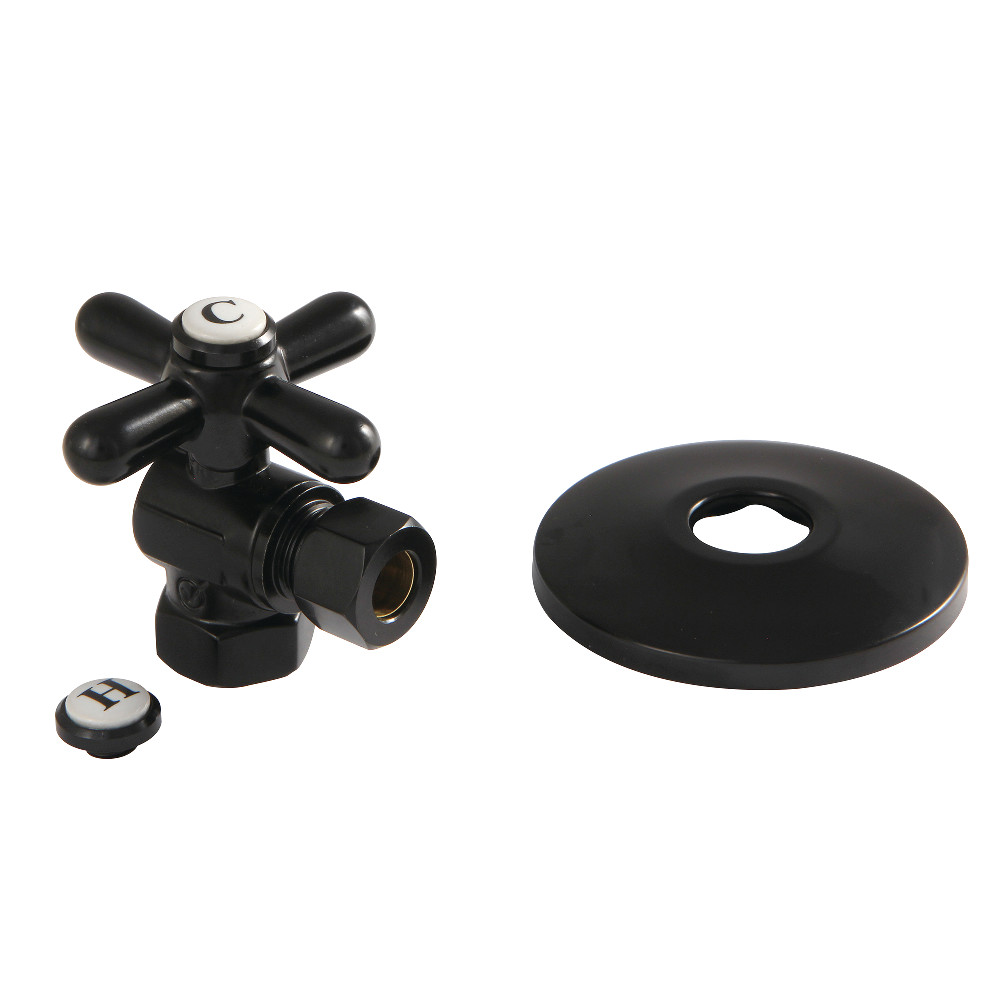 CC33100XK 0.38 in. IPS x 0.38 in. O.D. Compression Quarter-Turn Angle Stop Valve with Flange, Matte Black
