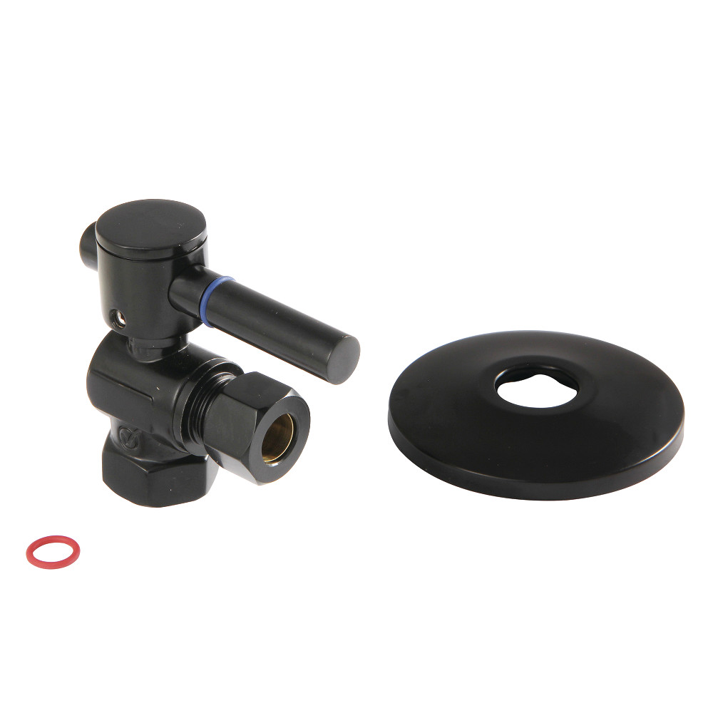 CC33100DLK 0.38 in. IPS x 0.38 in. O.D. Compression Quarter-Turn Angle Stop Valve with Flange, Matte Black