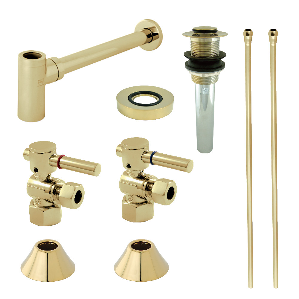 Picture of Kingston Brass CC43102DLVKB30 Modern Plumbing Sink Trim Kit with Bottle Trap & Drain, Polished Brass
