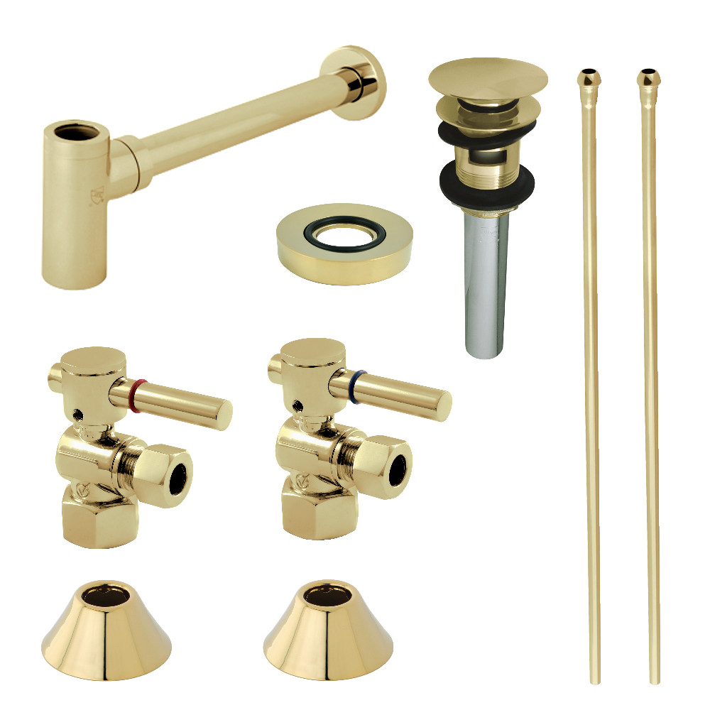 Picture of Kingston Brass CC43102DLVOKB30 Modern Plumbing Sink Trim Kit with Bottle Trap & Overflow Drain, Polished Brass