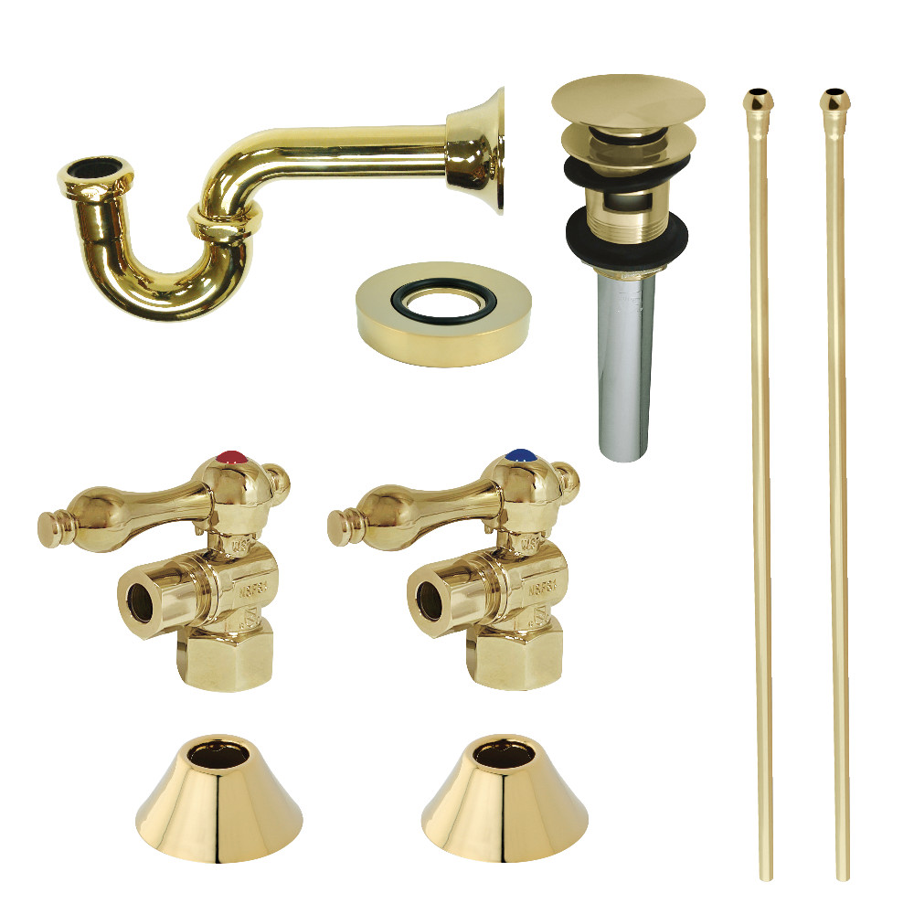 Picture of Kingston Brass CC43102VOKB30 Traditional Plumbing Sink Trim Kit with P-Trap & Overflow Drain, Polished Brass