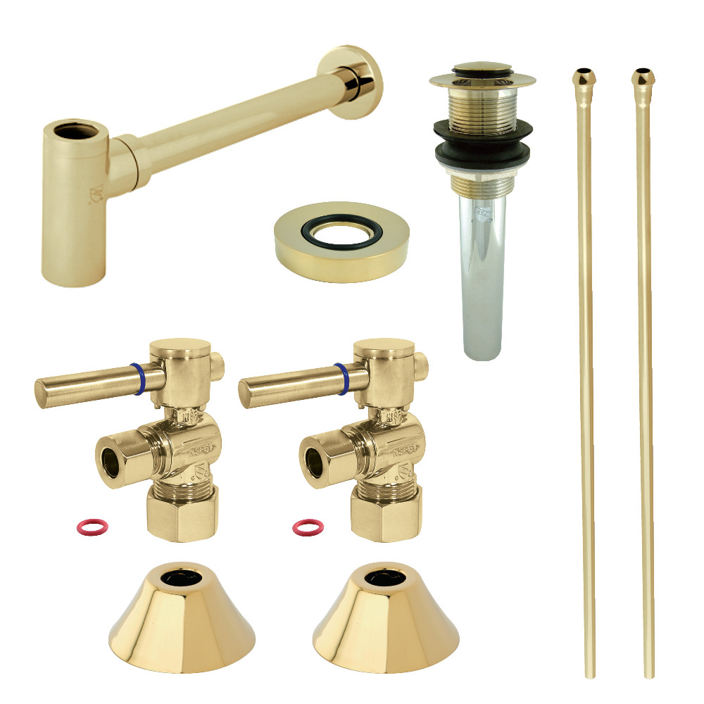 Picture of Kingston Brass CC53302DLVKB30 Modern Plumbing Sink Trim Kit with Bottle Trap & Drain, Polished Brass