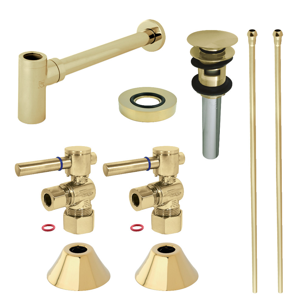 Picture of Kingston Brass CC53302DLVOKB30 Modern Plumbing Sink Trim Kit with Bottle Trap & Overflow Drain, Polished Brass