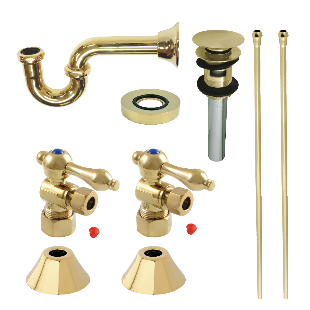 Picture of Kingston Brass CC53302VOKB30 Traditional Plumbing Sink Trim Kit with P-Trap & Overflow Drain, Polished Brass