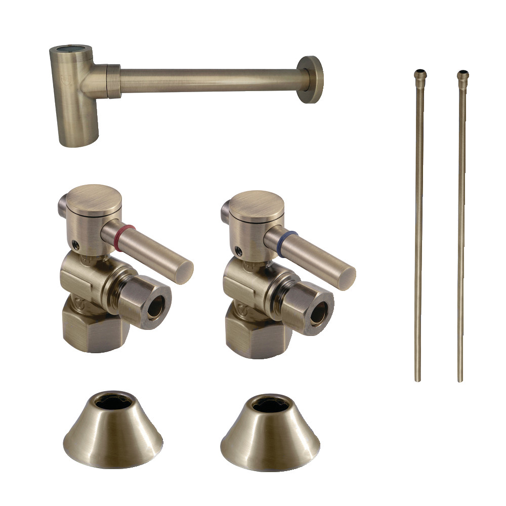 Picture of Kingston Brass CC43103DLLKB30 Modern Plumbing Sink Trim Kit with Bottle Trap, Antique Brass