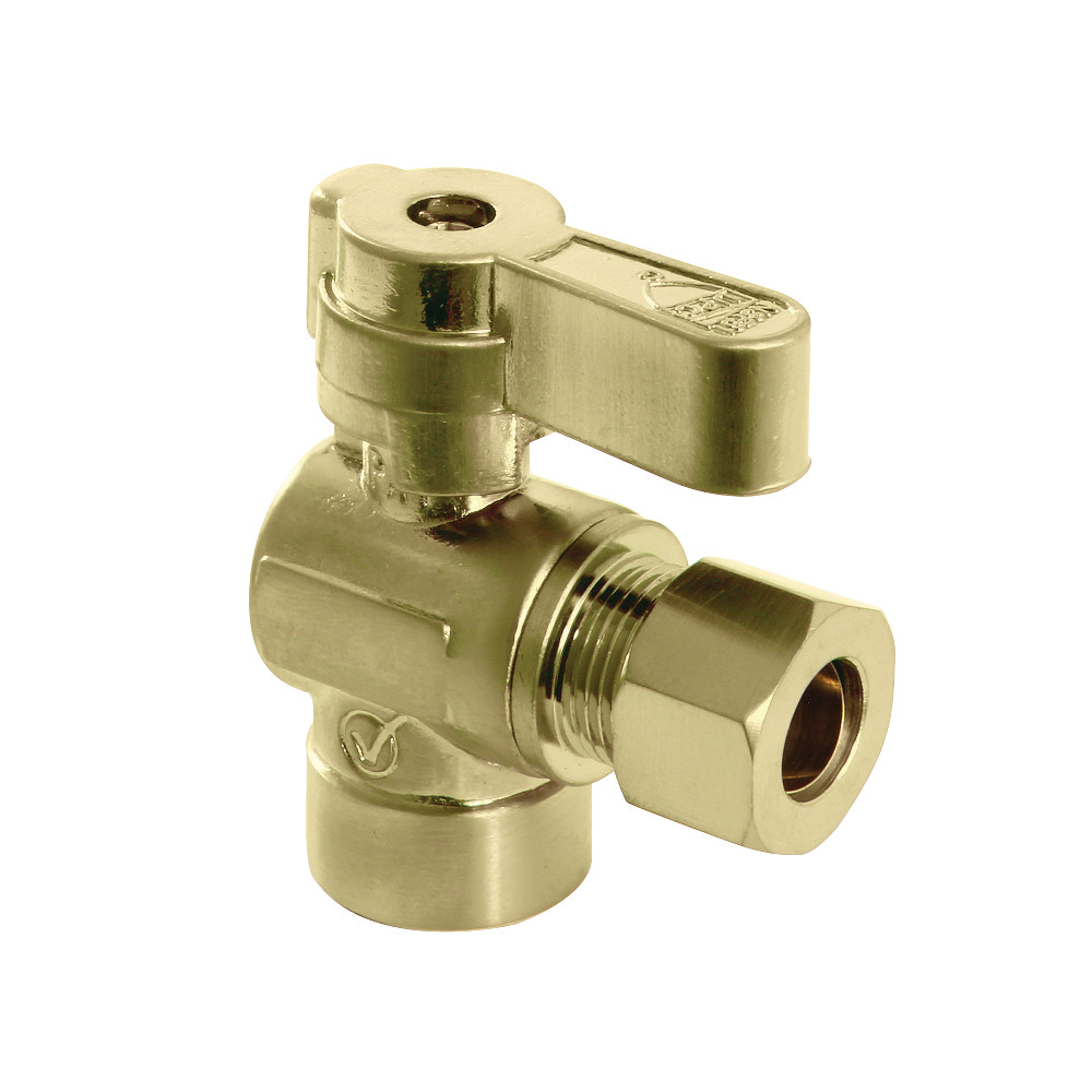 KF4320BB 0.5 in. Sweat x 0.38 in. O.D. Compression Angle Stop Valve, Brushed Brass
