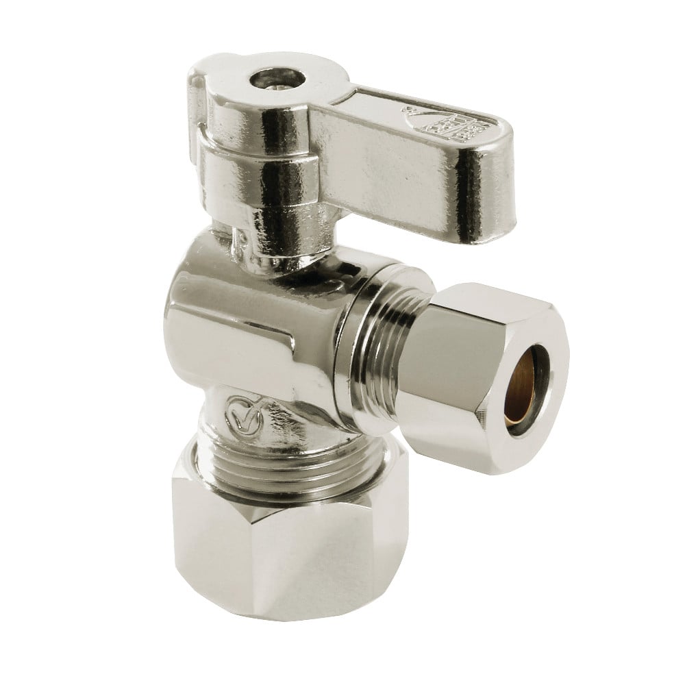 KF5330PN 0.63 in. O.D. Compression x 0.38 in. O.D. Compression Angle Stop Valve, Polished Nickel