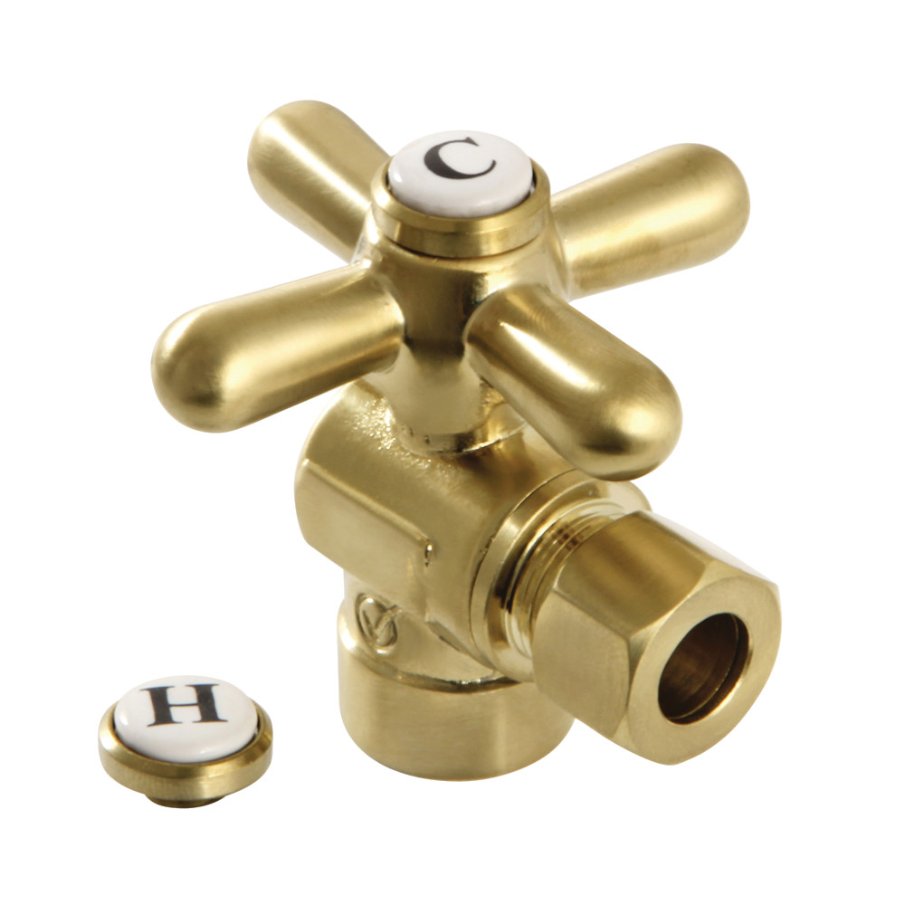 CC43207X 0.5 in. Sweat x 0.38 in. O.D. Compression Angle Stop Valve, Brushed Brass