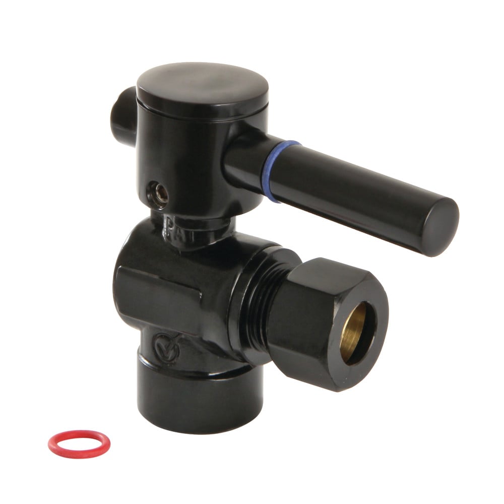 Fauceture 0.5 in. Sweat x 0.38 in. O.D. Compression Angle Stop Valve, Matte Black