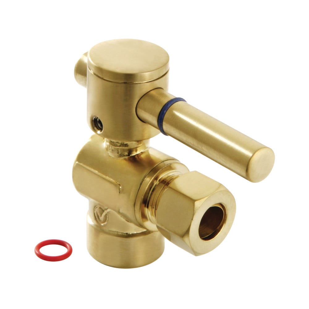 Fauceture 0.5 in. Sweat x 0.38 in. O.D. Compression Angle Stop Valve, Brushed Brass