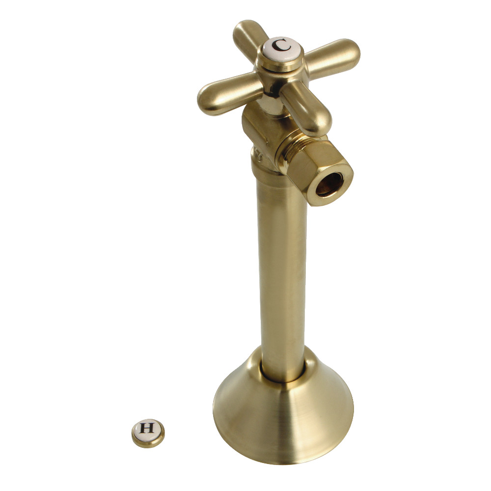 CC83207X 0.5 in. Sweat x 0.38 in. O.D. Compression Angle Shut-Off Valve with 5 in. Extension, Brushed Brass