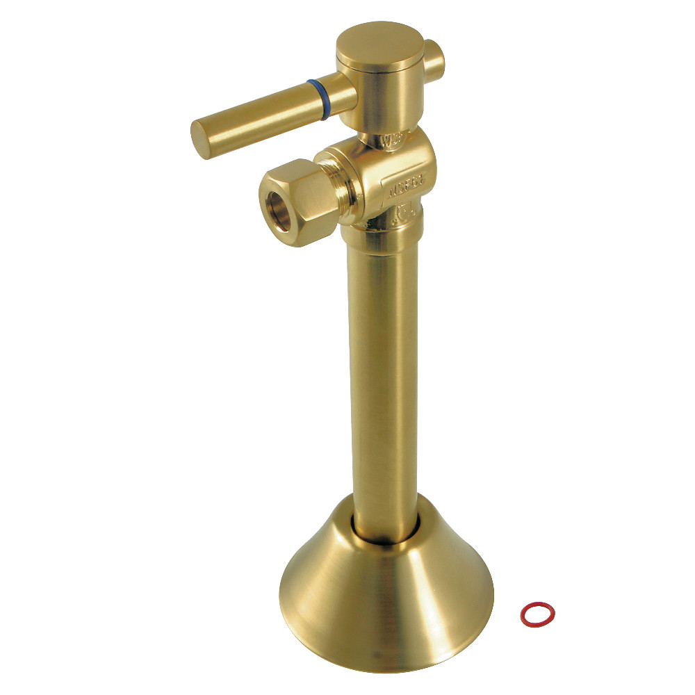 CC83207DL 0.5 in. Sweat x 0.38 in. O.D. Compression Angle Shut-Off Valve with 5 in. Extension, Brushed Brass