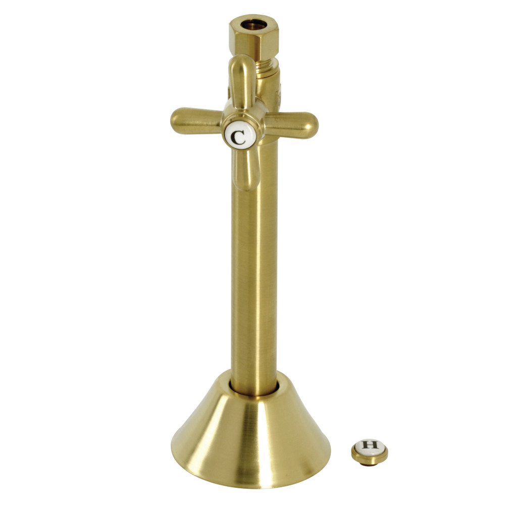 0.5 in. Sweat x 0.38 in. O.D. Compression Straight Shut-Off Valve with 5 in. Extension, Brushed Brass