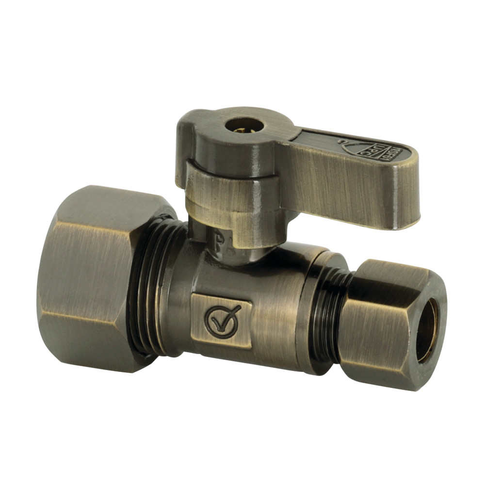 0.63 in. O.D. x 0.38 in. O.D. Compression Straight Stop Valve, Antique Brass
