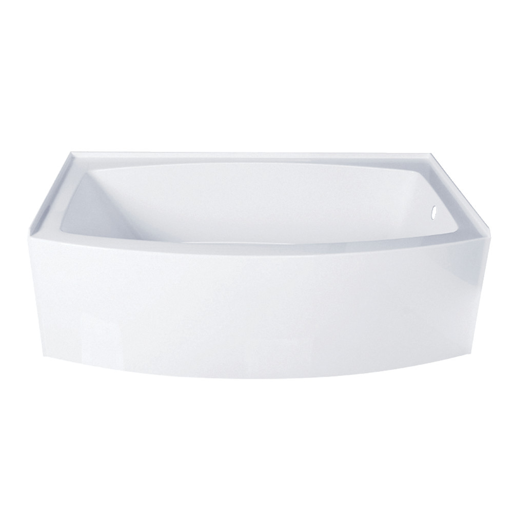 Aqua Eden Inflection 66 in. Acrylic Curved Apron Alcove Tub with Right Hand Drain, Glossy White -  FurnOrama, FU2438133