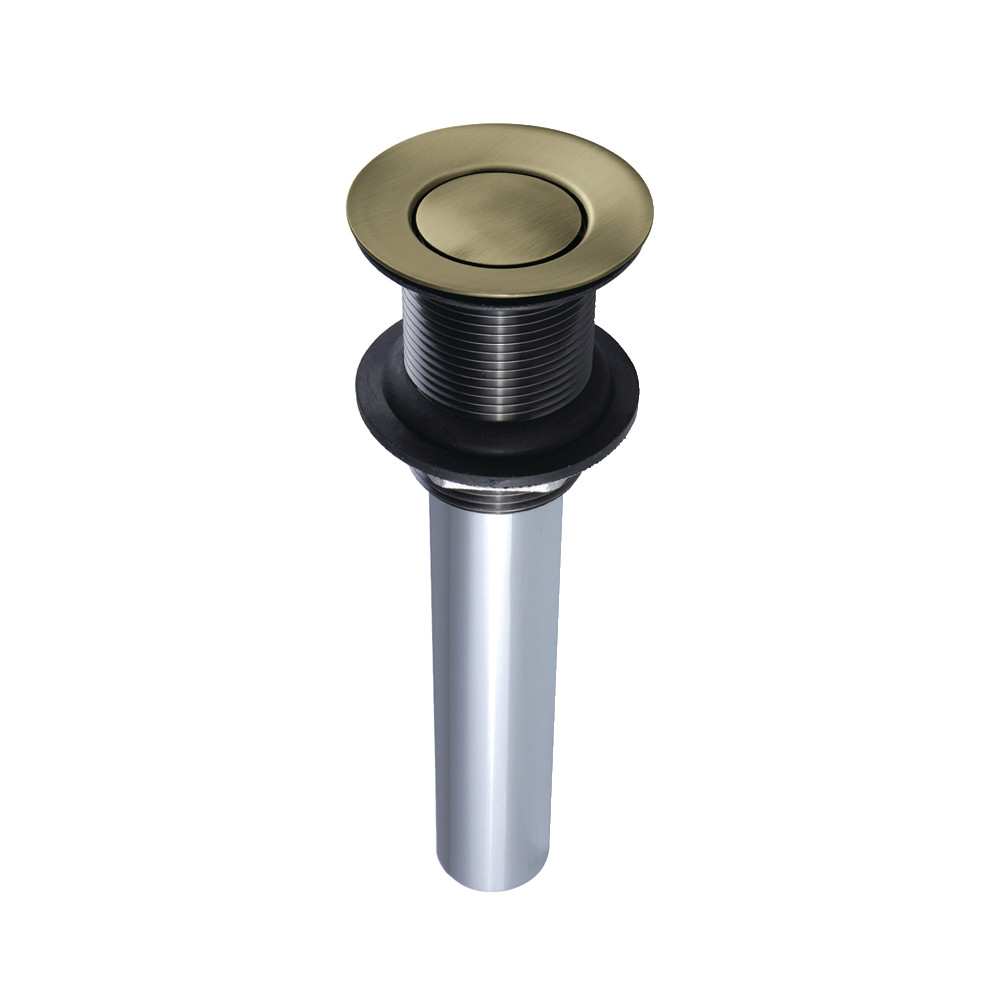 EV8003 Push Pop-Up Drain without Overflow Hole, 22 Gauge - Antique Brass