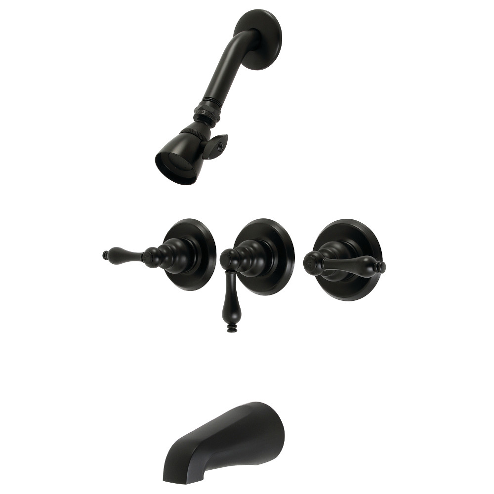 KB230AL Three-Handle Tub and Shower Faucet, Matte Black