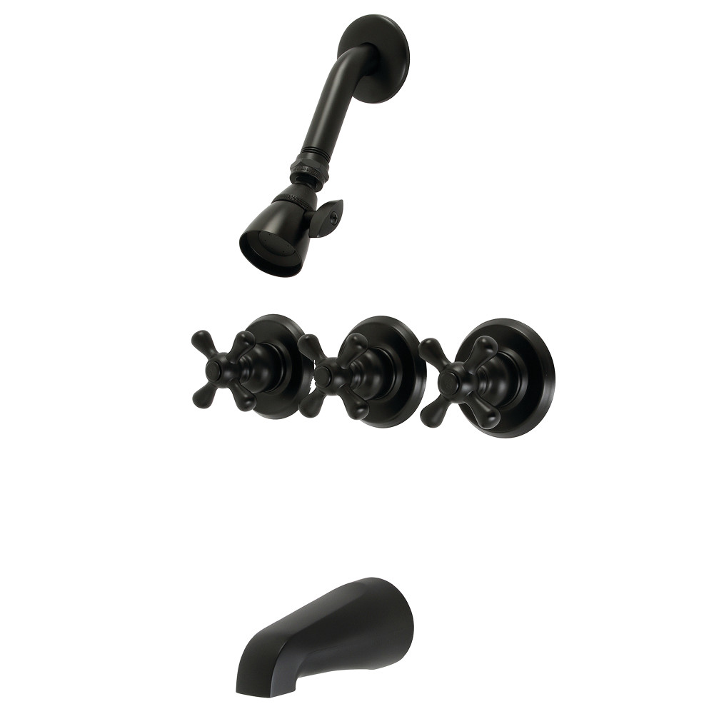 KB230AX Three-Handle Tub and Shower Faucet, Matte Black