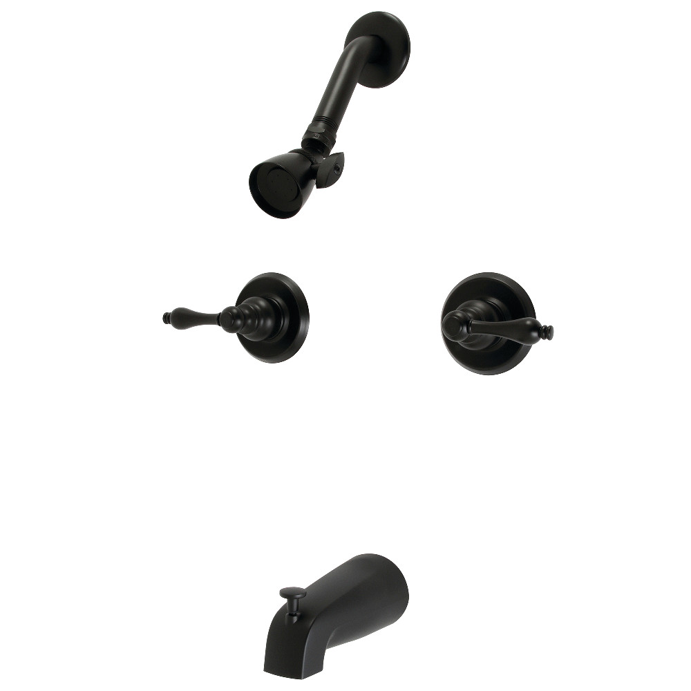 Victorian Twin Handle Tub & Shower Faucet, Matte Black
