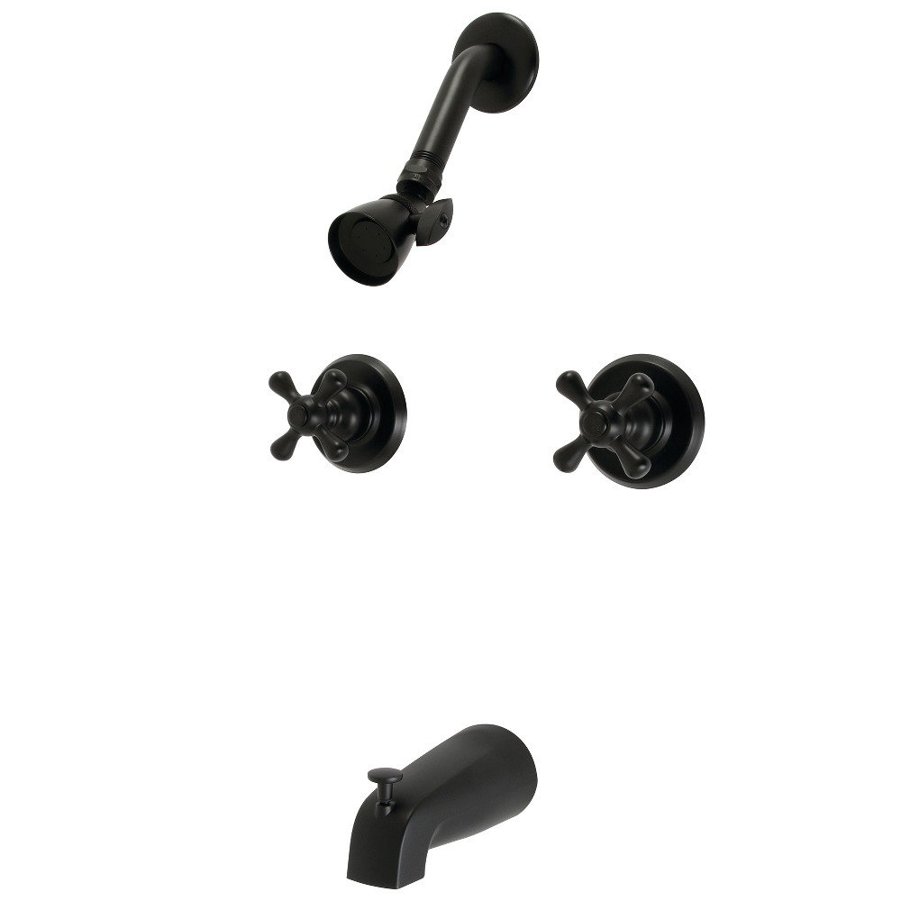 Victorian Twin Handle Tub & Shower Faucet, Matte Black
