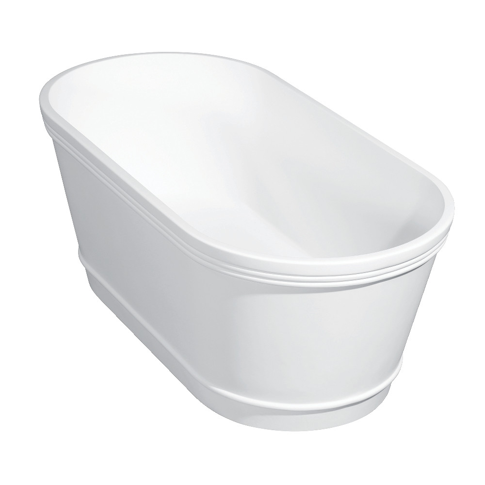 VRTDE612922 Aqua Eden Arcticstone 60 in. Double Ended Solid Surface Freestanding Tub with Drain, Glossy White & Matte White