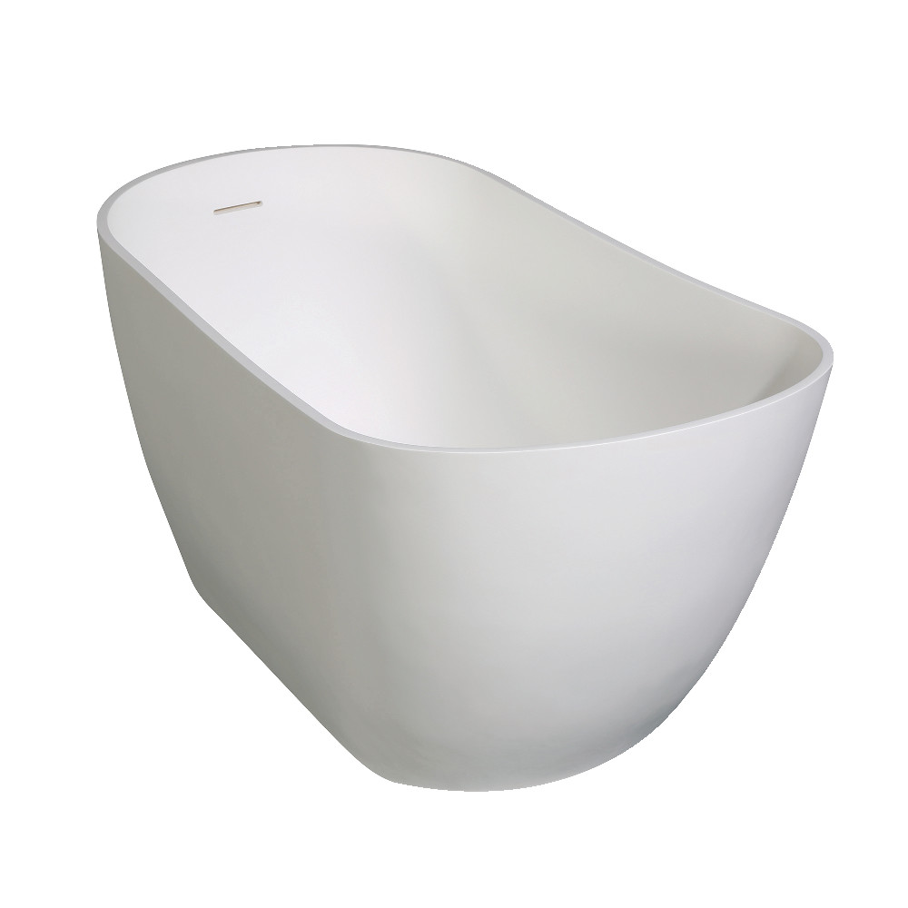 Aqua Eden Arcticstone 52 in. Slipper Solid Surface Freestanding Tub with Drain, Glossy White & Matte White