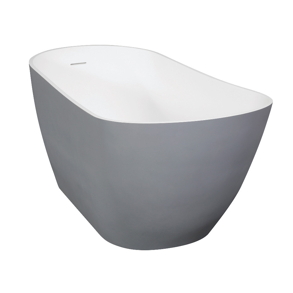 Aqua Eden Arcticstone 52 in. Slipper Solid Surface Freestanding Tub with Drain, Glossy White & Matte Gray