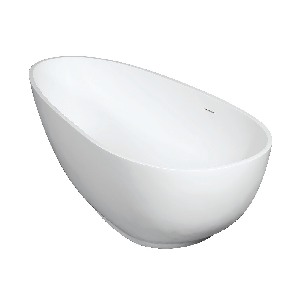 VRTOV683321 Aqua Eden Arcticstone 67 in. Egg Shaped Solid Surface Freestanding Tub with Drain, Glossy White & Matte White