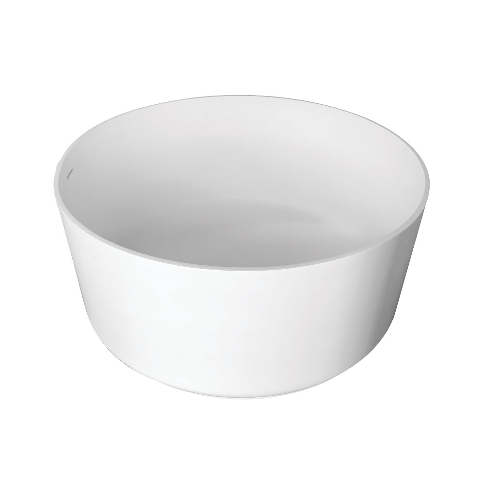 VRTRO515224 Aqua Eden Arcticstone 51 in. Round Solid Surface Freestanding Tub with Drain, Matte White