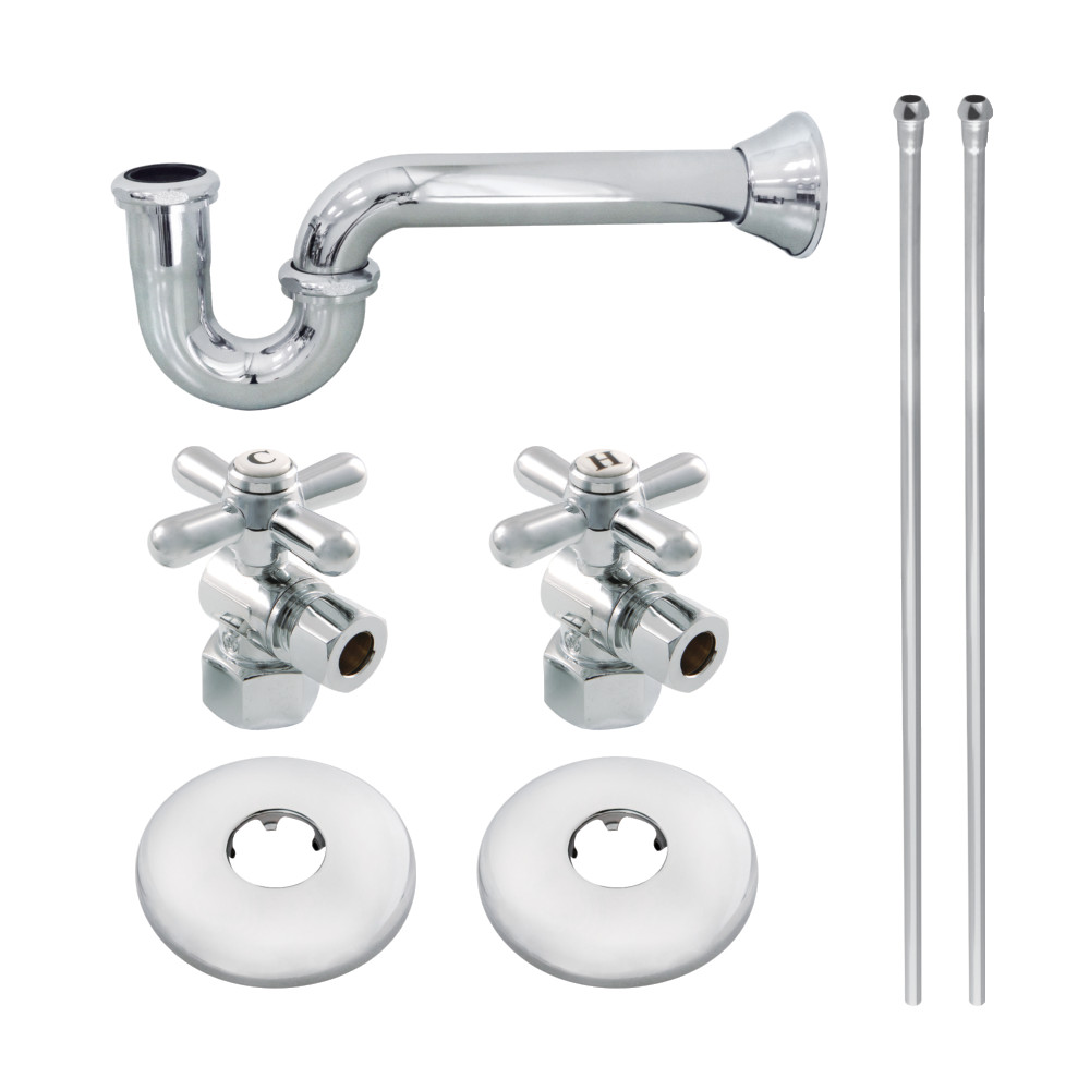 Picture of Kingston Brass KPK201 Gourmet Scape Plumbing Supply Kit with 1.5 in. P-Trap - 0.5 in. IPS Inlet x 0.38 in. Compression Oulet, Polished Chrome
