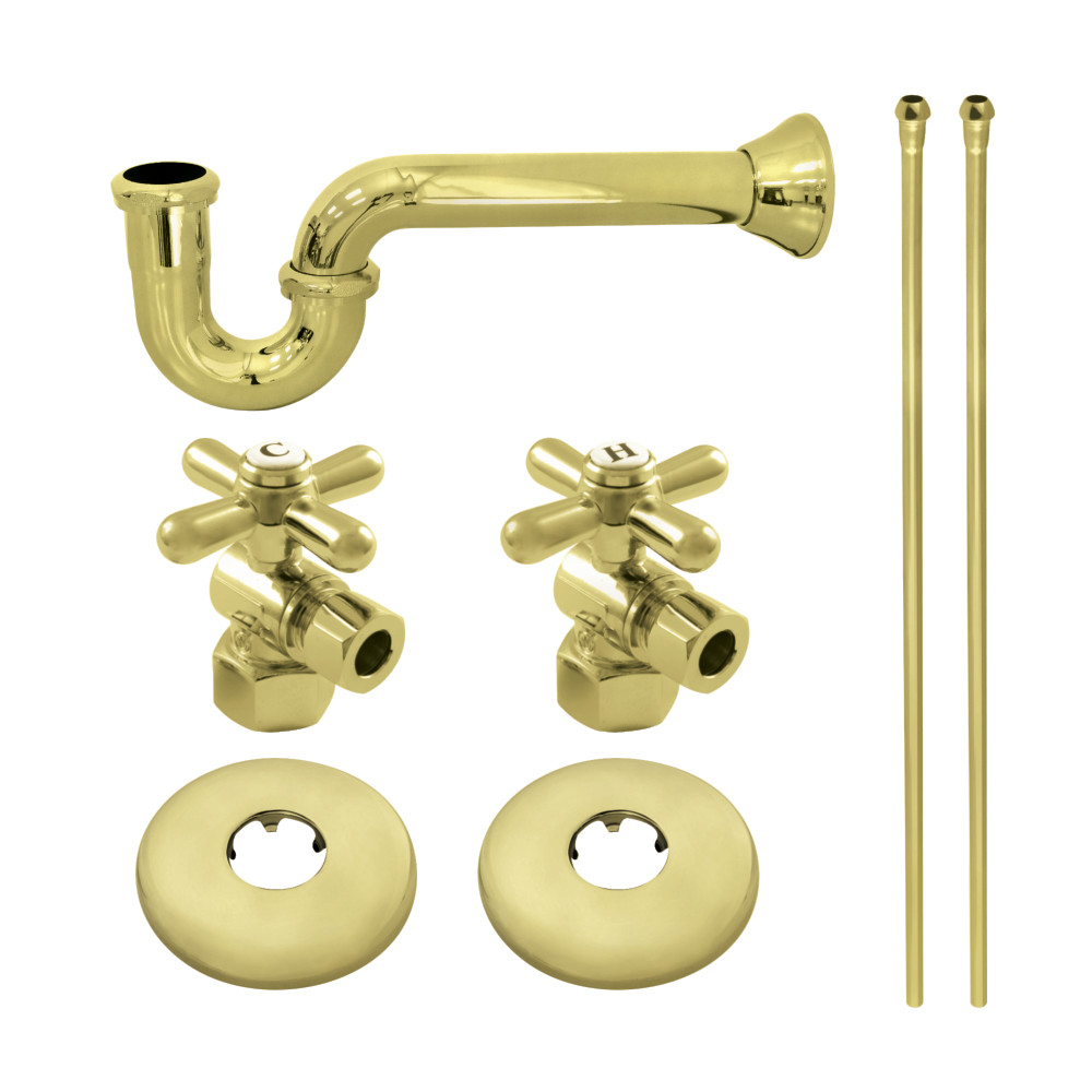 Picture of Kingston Brass KPK202 Gourmet Scape Plumbing Supply Kit with 1.5 in. P-Trap - 0.5 in. IPS Inlet x 0.38 in. Compression Oulet, Polished Brass