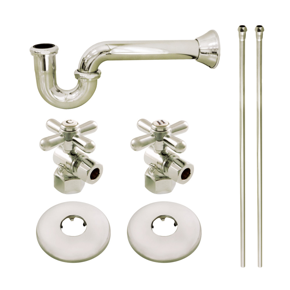 Picture of Kingston Brass KPK206 Gourmet Scape Plumbing Supply Kit with 1.5 in. P-Trap - 0.5 in. IPS Inlet x 0.38 in. Compression Oulet, Polished Nickel