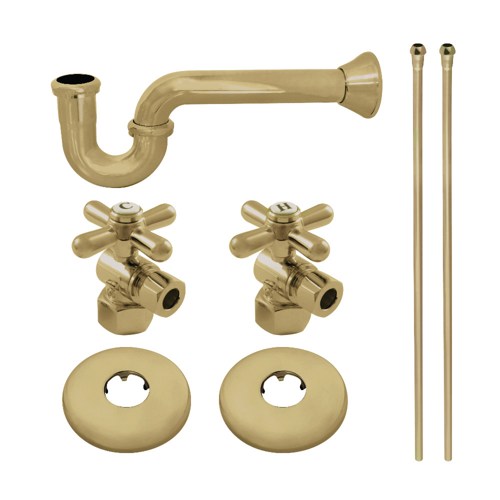Picture of Kingston Brass KPK207 Gourmet Scape Plumbing Supply Kit with 1.5 in. P-Trap - 0.5 in. IPS Inlet x 0.38 in. Compression Oulet, Brushed Brass